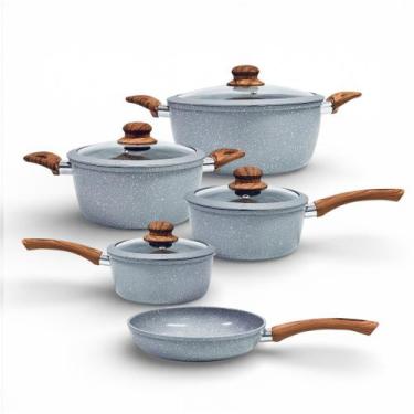 Imagem de Conjunto Panelas Cerâmica 5 Peças Indução 4,5mm Cinza - 10801, 5