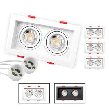 Imagem de 3 Spot Recuado Duplo Embutir Led + Lâmpadas Mr16 Gu10 Luminária Teto S
