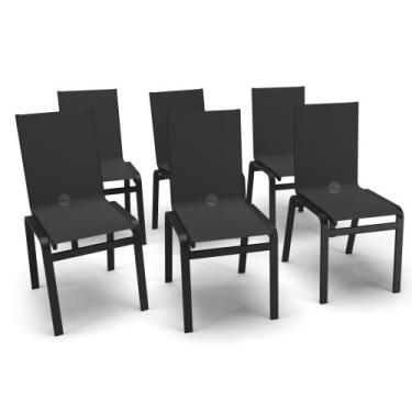 Imagem de Kit 6 Cadeiras Jantar Área Gourmet Alumínio Preto - Aluv Móveis