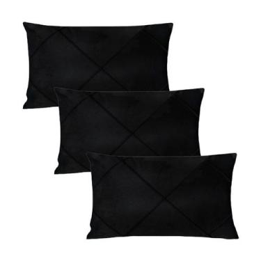 Imagem de Kit 3 Capas para Almofada em Veludo Drapeada Retangular 60x40 Várias C