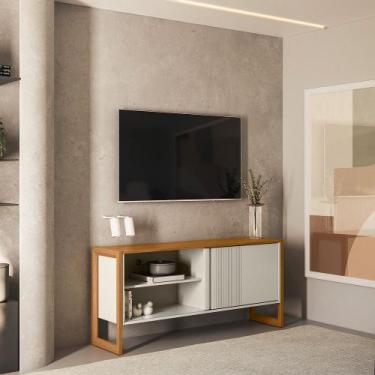 Imagem de Rack Bancada TV até 55 Sala 141cm Aparador Caleb Nature/Off White L04 