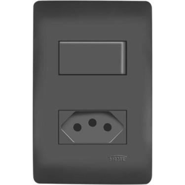 Imagem de Interruptor Simples 16A + Tomada 20A 2P+T Fame Habitat Black - Ref. 40