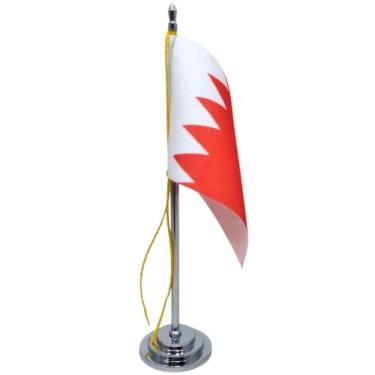 Imagem de Mini Bandeira Mesa Bahrein com 8CM X 5,5CM Mastro 15CM para Decoração com Pedestal Vermelho SP Bandeiras