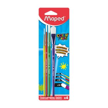 Imagem de Kit de Pincéis Color'Peps para Pintura com 4 Unidades de Cerdas Macias e Resistentes Maped