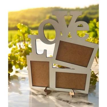 Imagem de porta retrato 3 fotos love Cores disponiveis:Branco - personalizadosla