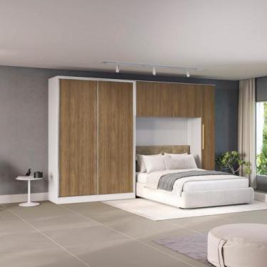 Imagem de Quarto Modular Kappesberg Adapt Branco/Nogueira 5 Peças 349cm
