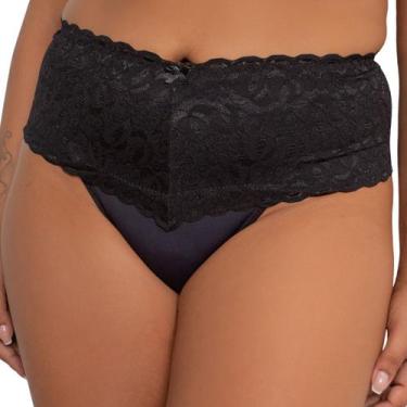 Imagem de Calcinha Fio Dental Pala Rendada Bruvi, P, Preto
