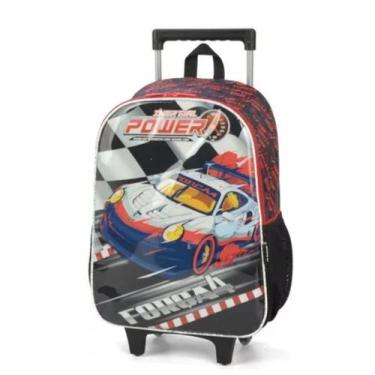 Imagem de Mochila De Rodinha Infantil Preto com Vermelho Carros - LUXCEL