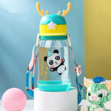 Imagem de Garrafa Infantil com Tampa e Canudo e Alça - Sann Variedades , Verde/A