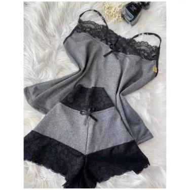 Imagem de Camisete Conforto Baby Doll Renda Short Doll Feminino Pijama modelo lo