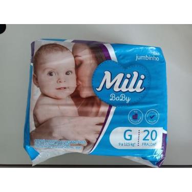 Imagem de Fralda MIli , tamanho G de 09 a 12 Kg , fita reajustável, dermatologic