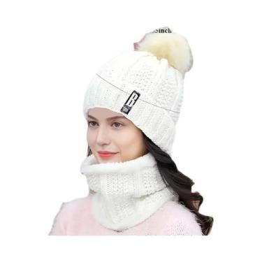 Imagem de Conjunto De Gorro De Malha Quente De Inverno, Gorro Casual Espesso E À