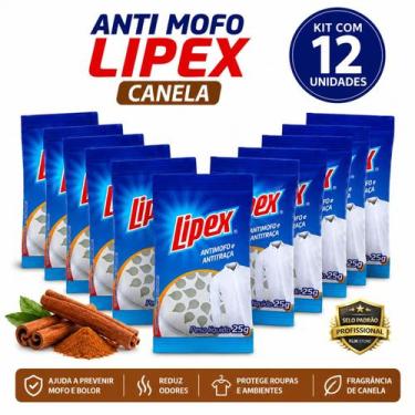 Imagem de Kit 12 Anti Mofo Lipex Canela Para Guarda Roupa Armário Tira Odor