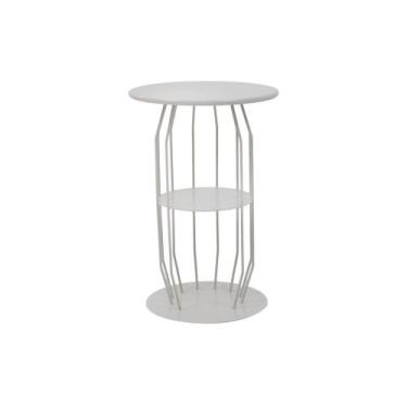 Imagem de Mesa Lateral Silueta Baixa Redonda Luxo Minimalista Cinza - Studio Met