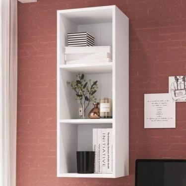 Imagem de Nicho Parede Vertical Organizador Multiuso MDP Branco 90x33x26cm Funci