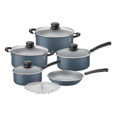 Imagem de Jogo de Panelas Versalhes Caçarola e Frigideira Alumínio com Revestimento Antiaderente Starflon Max 2,6L Azul Tramontina