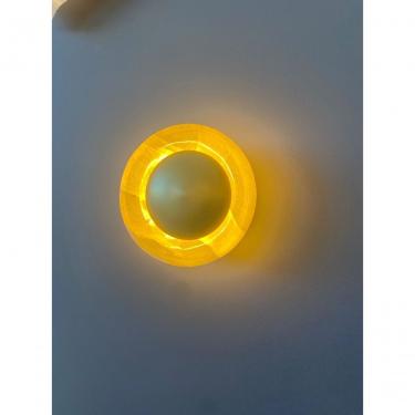 Imagem de Arandela Dna 15cm-rocha Selenita LED 4W com Cristal Fosco Dourado DNA Iluminação 13CM