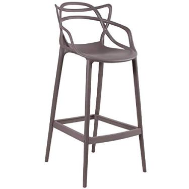 Imagem de Loft7, Banqueta Alta Allegra Design 76 cm Polipropileno Injetado Alta Densidade Sala De Jantar Cozinha Jantar Bar Restaurante Jardim Varanda Leve Moderna Proteção UV, Fendi