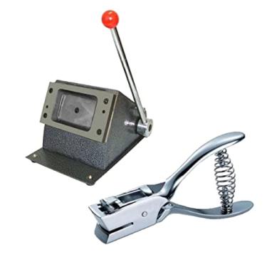 Imagem de Cortador Cartão Pvc Crachá Manual e Alicate Furador Ovoide