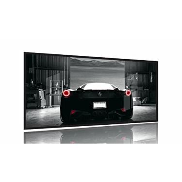 Imagem de Ferrari Quadro Decorativo Preto 130x60 cm com Moldura Preta 2x2 para Sala de Estar e Escritório em Casa