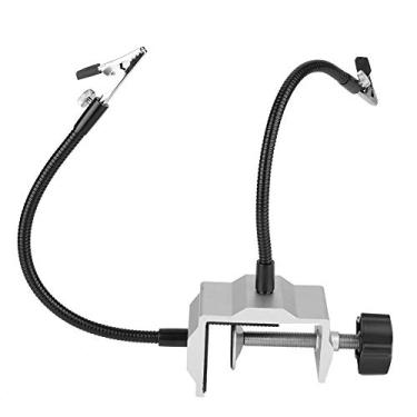 Imagem de Suporte auxiliar de solda para torno de bancada, clipe ajustável de mesa com 2 braços, com suporte de mesa para reparo eletrônico, joias, artesanato, hobby