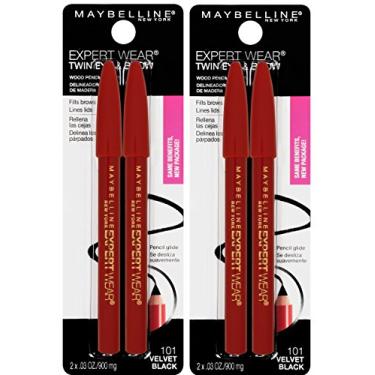 Imagem de Maybelline New York Expert Wear Twin Brow & Eye Pencils Makeup, Velvet Black, 2 Count Twin (total 4 pencils )