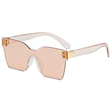 Imagem de Óculos de sol quadrado sem moldura transparente de uma peça de plástico de personalidade da moda feminino masculino luxo flat top punk óculos, marrom, china