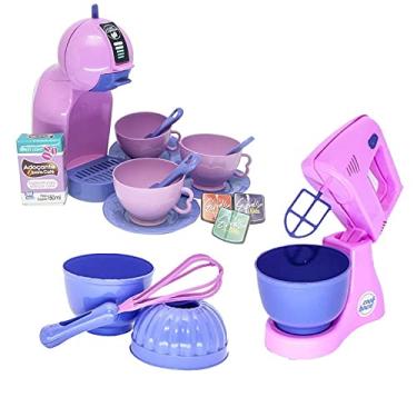 Imagem de Kit Cafeteira Menina Brinquedo Rosa Brinquedo Xícaras 18pç