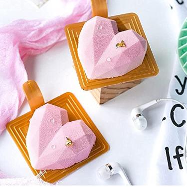 Imagem de 8 moldes de silicone em forma de coração amor diamante cavidade para bolos de esponja mousse chocolate sobremesa assadeira molde de pastelaria