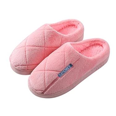 Imagem de Pantufa feminina confortável de casa com espuma viscoelástica para uso interno/externo à prova d'água, sapatos femininos de pelúcia quentes para quarto