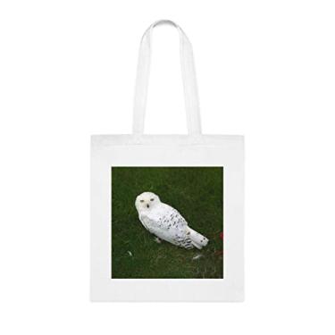 Imagem de Sacola de coruja nevada, presente de coruja nevada, bolsa de ombro de coruja nevada, bolsas reutilizáveis de coruja nevada, ideia de presente de cesta de Natal de aniversário, presente para ela, presente para ele, bolsa feminina, Branco