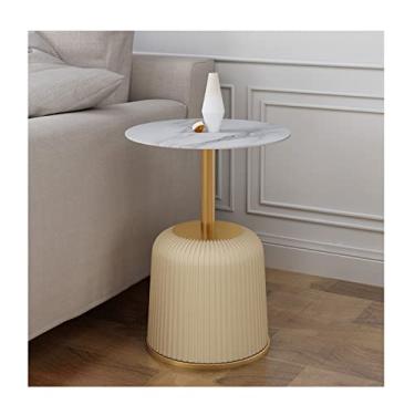 Imagem de Mesa de centro redonda mesa lateral casa sala de estar sofá decoração lateral pequena mesa de centro quarto ardósia mesa de cabeceira escritório mini mesa de canto de aço inoxidável mesas de canto (cor: b)