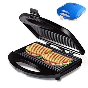 Imagem de Yajun Máquina de waffle elétrica para sanduíche de ferro com bolhas, ovos, forno, revestimento antiaderente, torradeira automática, azul