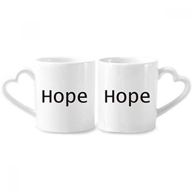 Imagem de Hope Word Conjunto de canecas de porcelana com frases inspiradoras para casais, coração e coração