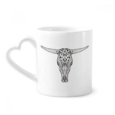 Imagem de Caneca de desenho de retrato de animal de vaca de rosto longo caneca de café cerâmica copo de coração de vidro
