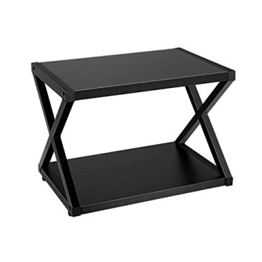 Imagem de KIZQYN Suporte de impressora versátil suporte de impressora de mesa 2 camadas prateleiras de armazenamento almofadas antiderrapantes resistente moldura de ferro em forma de X prateleiras de armazenamento estilo elegante impressora de mesa (cor: cinza)