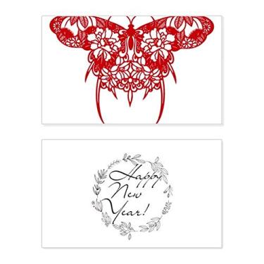 Imagem de Cartão de felicitações Chinese Kite Butterfly in Red New Year Festival Bless Message Present