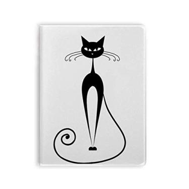 Imagem de Caderno elegante preto para amantes de gatos com silhueta de animal e capa macia Diário