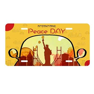 Imagem de DIYthinker Placa de licença em aquarela USA America New York City Liberty Decoração de carro Dia da Paz