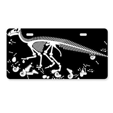 Imagem de DIYthinker Dinosaur Bone Bones, placa de carro preta, acessório de aço inoxidável para decoração de carro