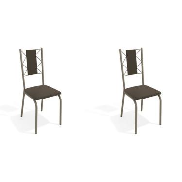 Imagem de Conjunto com 2 Cadeiras Lisboa Nickel e Marrom