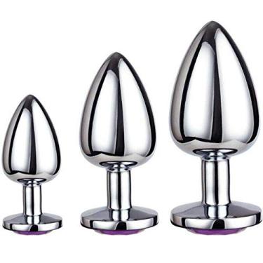 Imagem de Kit 03 Plug anal em Metal Com Pedra - Sexshop