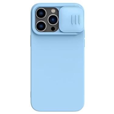 Imagem de PuRoxx Capa fina para iPhone 15 Pro Max/15 Plus/15 Pro/15, capa de lente de câmera deslizante, capa de silicone líquido, antiderrapante, anti-impressão digital, capa de telefone com proteção contra quedas, azul 2,15Pro