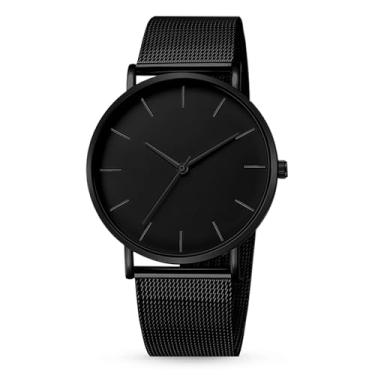 Imagem de Relógio Masculino Preto Resistente à àgua 40mm Minimalista Ultra Fino de Aço Inoxidável Original de Luxo Casual Estiloso Original Relógio de Pulso