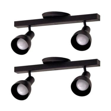 Imagem de Kit 2 Trilhos Spot Duplo C/ Canopla 2 Lâmpadas Direcionáveis Casa Cozi