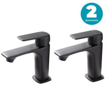 Imagem de kit 2 torneira monocomando banheiro lavabo preto fosco metal - Creator