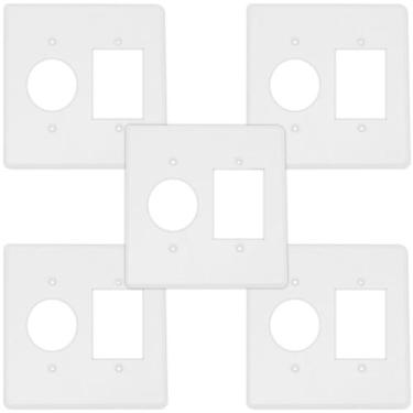 Imagem de Kit 5 placa p/ 3 funçoes com tomada redonda 4x4 iriel