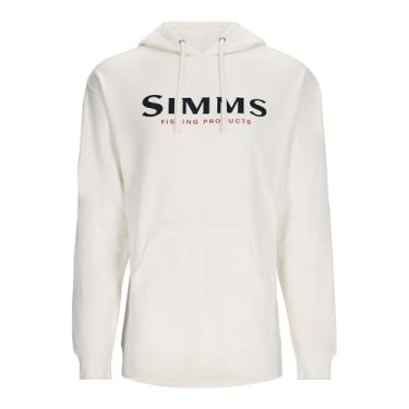 Imagem de Simms Moletom masculino com logotipo - Moletom gráfico de mistura de algodão com detalhe de logotipo para homens, branco, 3GG