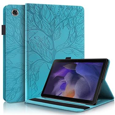 Imagem de Capa para Samsung Galaxy Tab A8 10,5" 2022 Capa SM-X200/X205 Capa de couro PU leve suporte flip com elástico e suporte para cartão para Galaxy Tab A8 10,5" Tablet, Turquesa