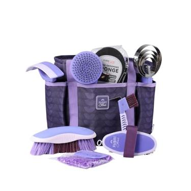 Imagem de Furrishine 9 peças Kit de cuidados para cavalos pente de curry raspador de suor acessórios de banho de cavalo ferramentas de cuidados com bolsa de armazenamento Sugar Taro